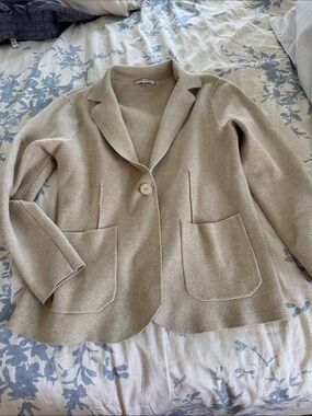 Sioni Neutral Beige Single-Button Knit Blazer